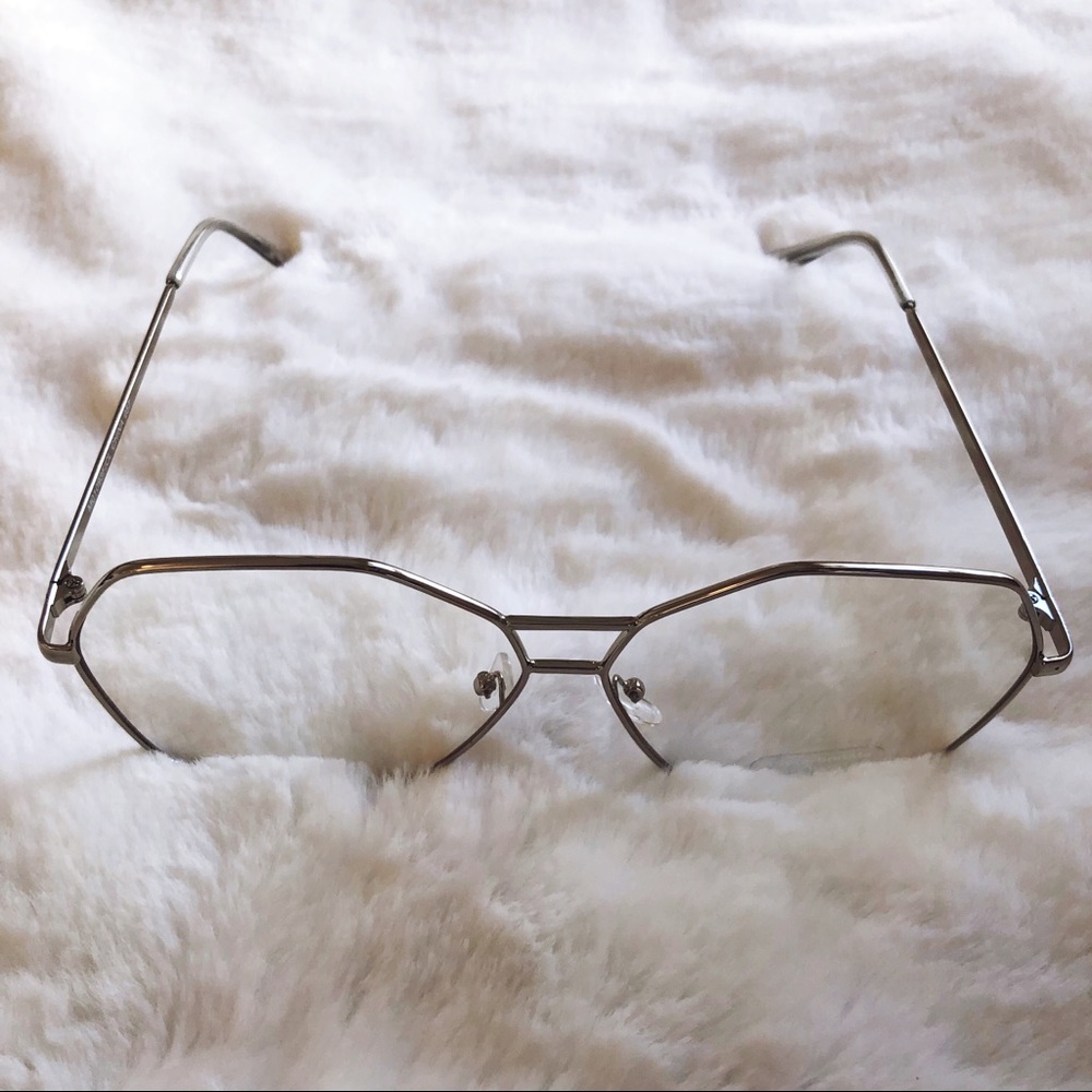 [SB] Peyton Silver Hexagon Clear Sunglasses - Picture 6 of 12